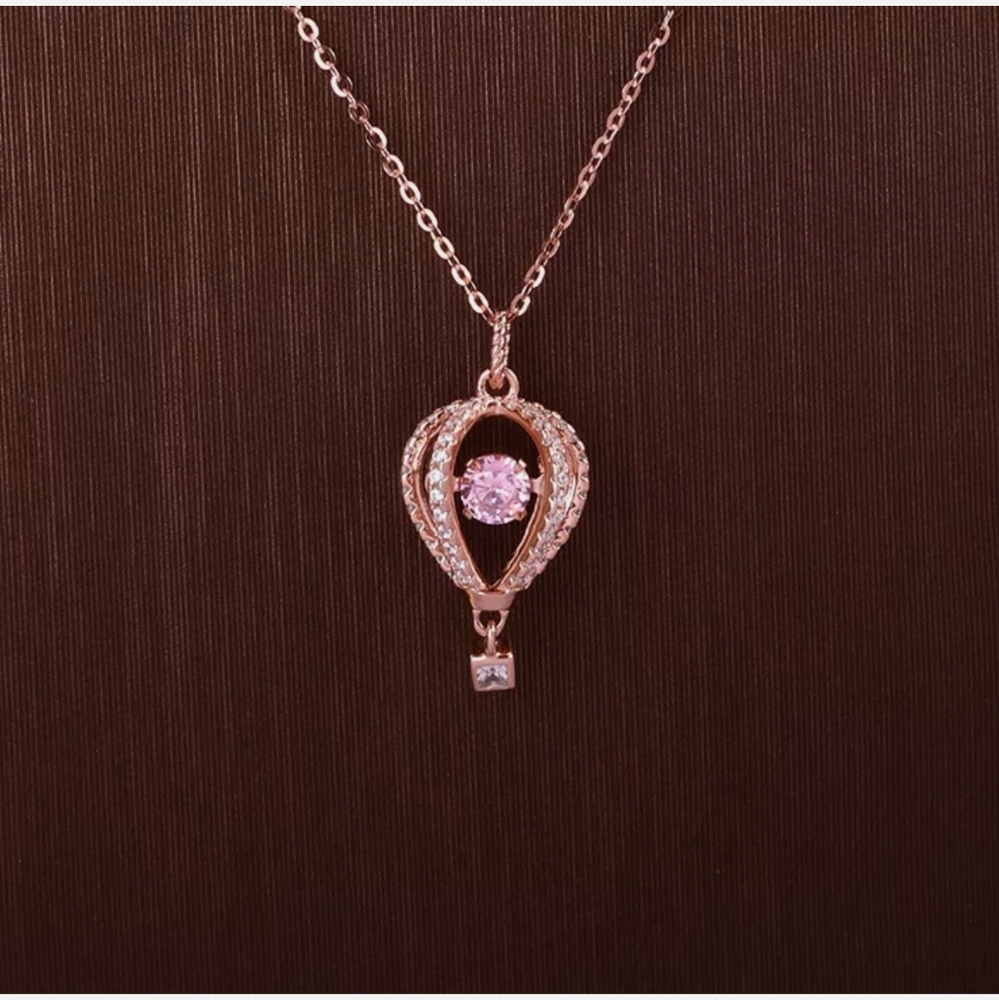 Pink & white Topaz balloon memory necklace 17" - Picture 2 of 4